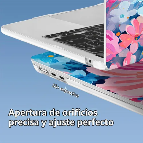 Vista 7 de Mektron Funda para MacBook Air 2026 de 15 pulgadas M5 A3448 compatible con M4 A3241 /M3 A3114/M2 A2941 cubierta rígida de plástico impreso