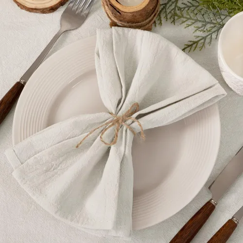 Vista 3 de Servilletas de tela de otoño, lavables, reutilizables, de lino, boda, fiesta, hogar, decoración de mesa Beige Set of 4 Bulk Cotton Napkins 17"x17