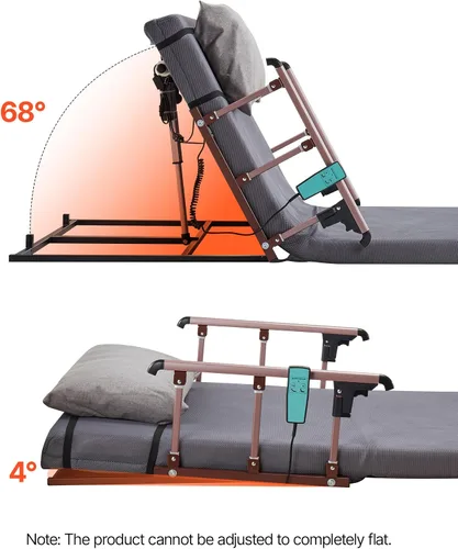 Vista 8 de VEVOR Respaldo elevador eléctrico para cama, capacidad de 300 libras, respaldo de cama de elevación ajustable de 4 a 68°, con rieles plegables