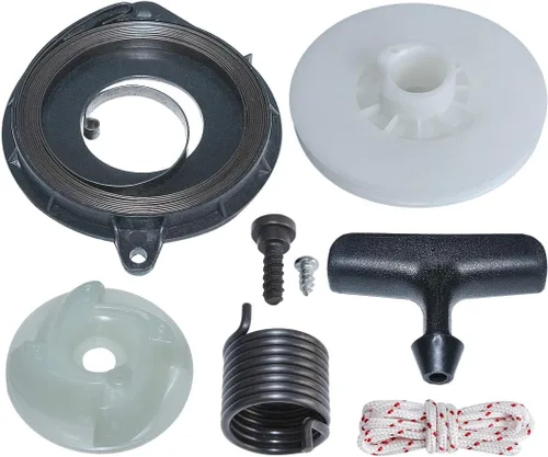 Vista 3 de Kit de cuerda de agarre de resorte de polea de arranque de retroceso para motosierra Husqvarna 435 440 Reemplazar # 505647301, 537423201, 540057502