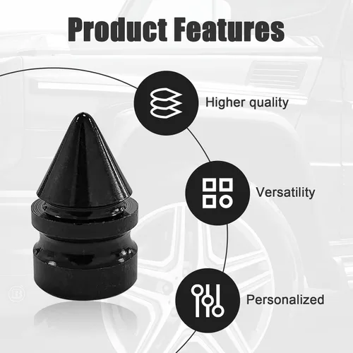 Vista 3 de Ziciner 4 piezas de tapas de válvula de neumático para automóvil, accesorios de aleación de aluminio con puntas, cubiertas de válvula de rueda