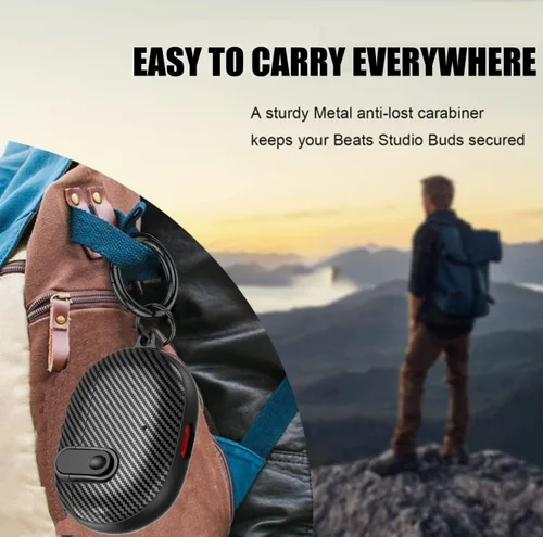 Vista 5 de Funda para Beats Studio Buds/Studio Buds Plus 2021/2023 con clip de cierre para hombres, GARTOO con kit de limpieza, funda protectora y lápiz