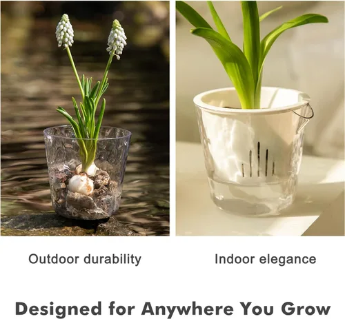 Vista 7 de Macetas de 6.5 pulgadas con riego automático para plantas de interior, paquete de 6 unidades, maceta para violeta africana, macetas con riego Blanco