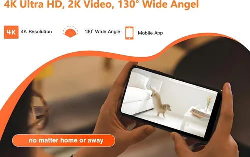 Vista 3 de XXAXX Cámara WiFi 4K Ultra HD, transmisión al teléfono, detección de movimiento, ranura para tarjeta SD, aplicación para teléfono, solo video