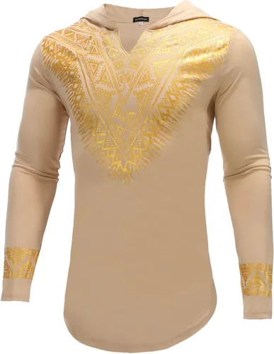 Vista 2 de Pacinoble - Camisa de manga larga para hombre con diseño africano, Dashiki, ajuste estrecho