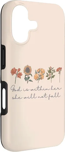 Vista 3 de God is Within Her She Will Not Fall Psalms 46:5 Boho Flowers Case for iPhone 17