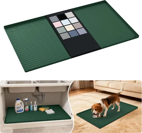 Vista 11 de URMONA - Tapete de silicona impermeable para debajo del fregadero, 16 x 10 Beige