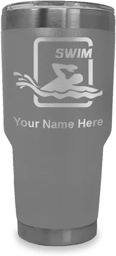 Vista 38 de LaserGram Vaso aislado al vacío de 20 onzas, para natación, grabado personalizado incluido (negro) Engraved Gift for Swimmers, Vacuum Insulated