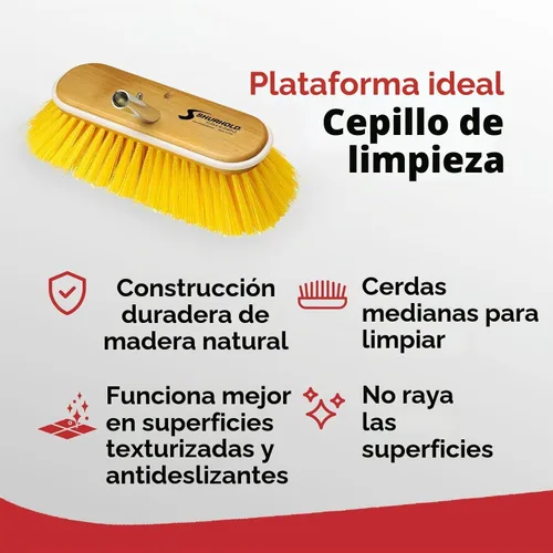 Vista 3 de Shurhold Classic Deck Brush – Boat Cleaning Brush with Wood Block, Rubber Bumper & Durable Bristle Design