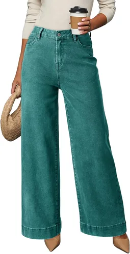 Vista 12 de Dokotoo Pantalones de mezclilla casuales de cintura alta para mujer Marrón