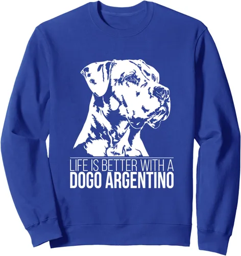 Vista 3 de Life is better Dogo Argentino dog saying dog Sweatshirt