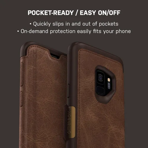 Vista 9 de OTTERBOX STRADA SERIES - Funda para Samsung Galaxy S9 - Embalaje al por menor - ESPRESSO (marrón oscuro/cuero marrón desgastado)