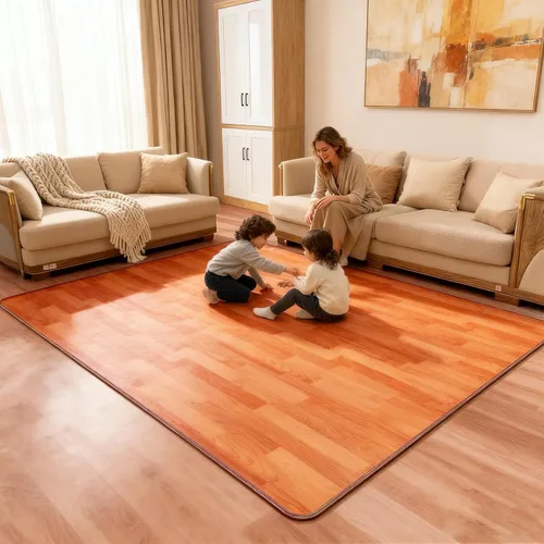 Vista 5 de Tapete eléctrico de 120 V, fácil de limpiar, superficie de PVC, calentador de espacio, alfombra de suelo con temporizador, calentamiento rápido