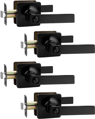 Vista 15 de Mengico Paquete de 1 cerradura de puerta, manijas de puerta negras para interiores, palanca de puerta interior izquierda o derecha, manija de puerta