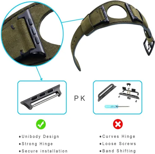 Vista 7 de Compatible con correas de Apple Watch de 1.496 pulgadas, 1.575 pulgadas, 1.614 pulgadas, correa de cuero genuino retro de caballo loco para iWatch