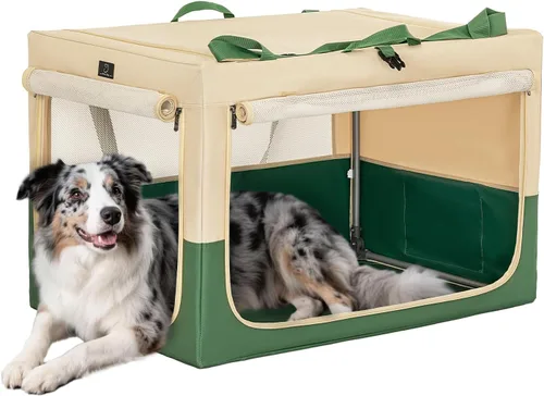 Vista 15 de Jaula suave de 36 pulgadas para perros grandes, perrera de viaje portátil con cremalleras bloqueables, base impermeable, funda lavable, marco