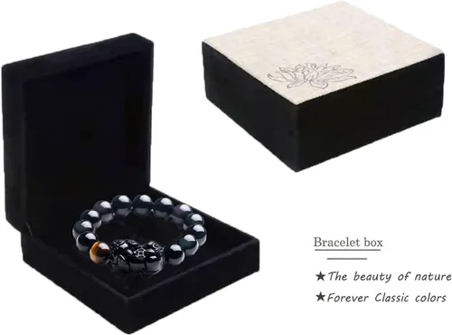 Vista 6 de Pulsera de obsidiana negra, pulsera de obsidiana negra Feng Shui para mujeres y hombres, pulsera elástica de obsidiana con piedra de ojo de tigre