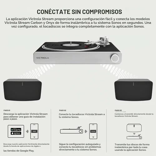 Vista 7 de Victrola Stream Carbon - Tocadiscos Wi-Fi, funciona con Sonos, color negro Carbono