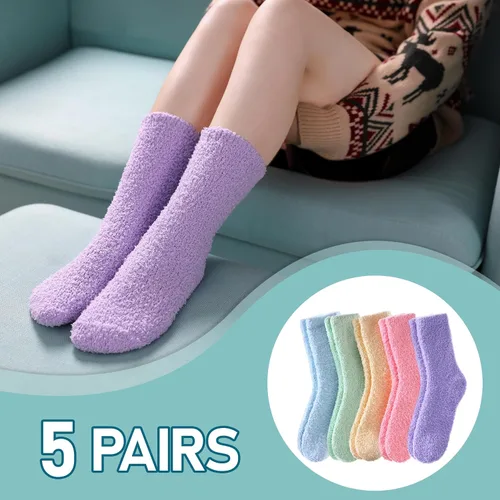 Vista 2 de Calcetines mullidos para mujer, calcetines acogedores y esponjosos, suaves y cálidos, de forro polar de felpa para dormir, calcetines de regalo