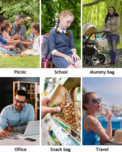 Vista 7 de Bolsa de almuerzo aislada, bolsa térmica impermeable para el trabajo, la oficina y la escuela Double Layer Leakproof Neoprene, Easy-Clean
