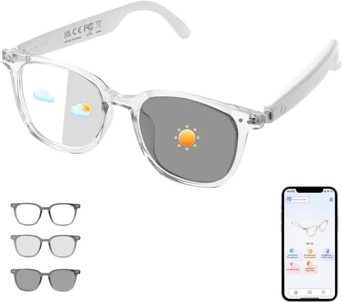 Vista 11 de Gafas Inteligentes Bluetooth para Mujeres, Gafas de Traducción AI Compatible con 165+ Idiomas, Micrófono y Altavoces Integrados, Lentes que Cambian