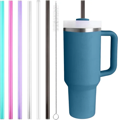 Vista 9 de Popote de repuesto compatible con Stanley Quencher de 40 onzas, vaso de 30 onzas, popotes reutilizables extra largos de 12 pulgadas para vasos de 40