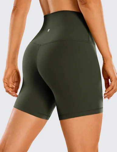 Vista 2 de CRZ YOGA ButterLuxe Pantalones cortos de ciclismo para mujer, de elastano, de tiro alto, 6 pulgadas, para entrenamiento, correr, voleibol y yoga