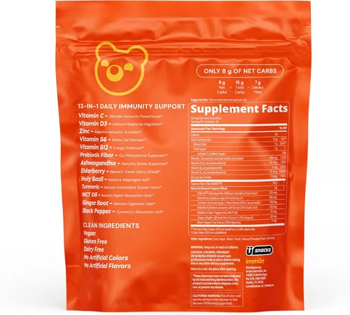 Vista 9 de Grüns Gomitas de inmunidad inmune con vitamina C, apoyo inmunológico diario