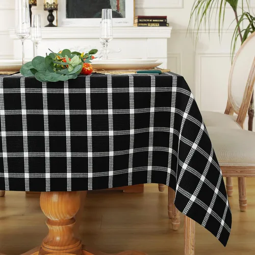 Vista 7 de Chassic Mantel rectangular suave de 54 x 72 pulgadas, tela lavable y resistente a las arrugas, mantel a cuadros para mesas de comedor, fiestas