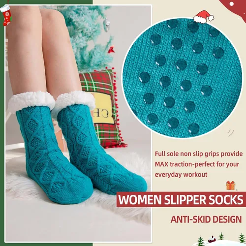 Vista 3 de DoSmart - Calcetines térmicos de invierno para mujer, felpa, cálidos, diseño de copo de nieve
