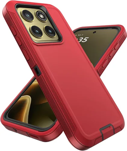 Vista 8 de Jelanry Funda resistente para Motorola Edge 2026, color rojo y negro