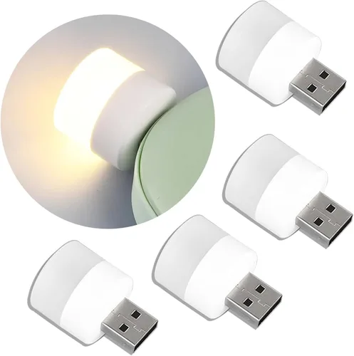 Vista 14 de Luces USB de noche, mini bombilla LED, enchufable, blanco cálido, compacto, ideal para dormitorio, baño, guardería, pasillo, cocina, coche, luz