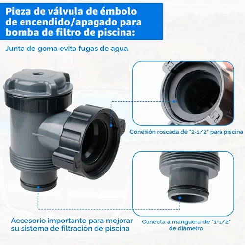 Vista 5 de Válvula de émbolo ChangTa para piscinas Intex, compatible con 38