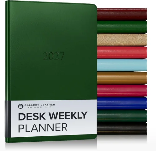 Vista 201 de Gallery Leather Planificador Semanal y Mensual Grande 2025-2026, Calendario Planificador y Cuaderno Elegantemente Encuadernado con Elegantes Bordes