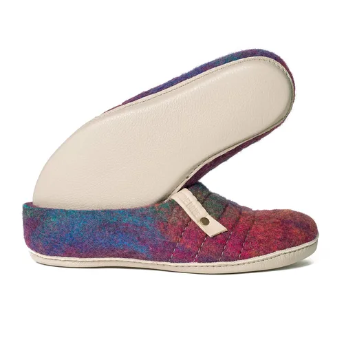 Vista 5 de Felted Wool Women's Slippers COCOON - Purple Rainbow Boiled Wool House Shoes