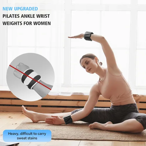 Vista 5 de T98 Wrist & Ankle Weights for Women Men, Wearable Wrist Weights Set of 2(1Lbs Each), Adjustable Arm Leg Bracelet Weights for Strength Training Negro