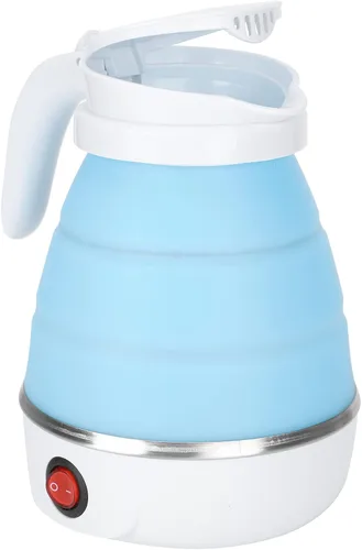 Vista 7 de Hervidor eléctrico plegable de viaje de 20.3 fl oz, hervidor eléctrico de silicona de grado alimenticio, hervidor eléctrico pequeño agua de Azul