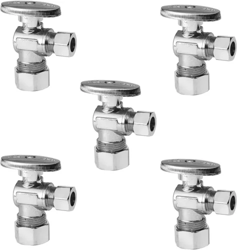 Vista 9 de EFIELD Válvula de parada angular de 1/2" nominal (5/8" OD) Compresión x 3/8" OD, 1/4-Turn, Certificado UPC, (VALVE116)
