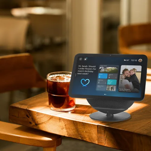 Vista 8 de Soporte ajustable diseñado para Echo Show 8 y 11 (versiones 2025), también compatible con Google Nest Hub, base antideslizante
