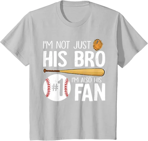 Vista 35 de Camiseta Baseball Brother I'm Not Just His Bro I'm His Number One Fan, Negro