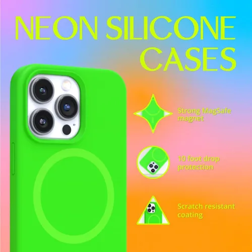 Vista 2 de FELONY CASE - Funda para iPhone 14 Pro, elegante funda verde neón para iPhone