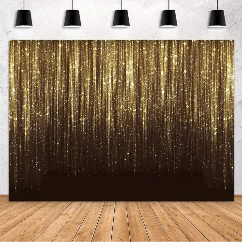 Vista 7 de MEHOFOND Telón de fondo negro y dorado de 7 x 5 pies para decoración de fiesta de cumpleaños de adultos y niños, pancarta de lentejuelas doradas