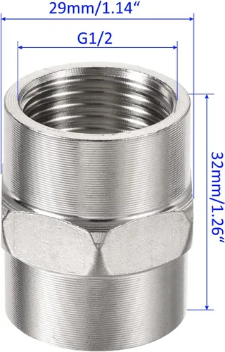 Vista 3 de M METERXITY Acoplamiento de montaje de tubería - Boquilla hexagonal hembra de acero inoxidable, conexión apretada, se aplica al compresor de aire