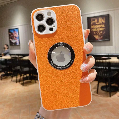 Vista 6 de Bonita funda delgada para iPhone 12 con ventana de logotipo, a la moda, a prueba de golpes, de piel suave de poliuretano termoplástico, compatible