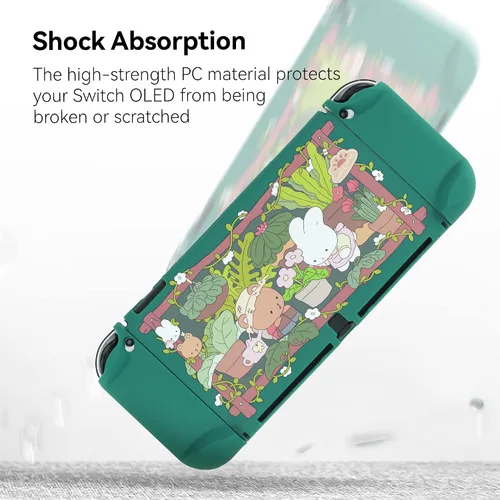 Vista 3 de GeekShare Funda protectora delgada compatible con Nintendo Switch OLED y Joy-Con - Absorción de golpes y antiarañazos Funda para OLED Switch - Bunny