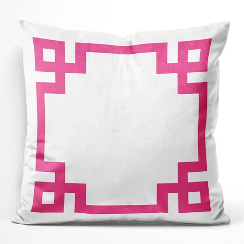 Vista 27 de Funda de almohada rectangular con cremallera en un lado impreso de 12 x 16 pulgadas, color blanco y rosa intenso Rosa fucsia