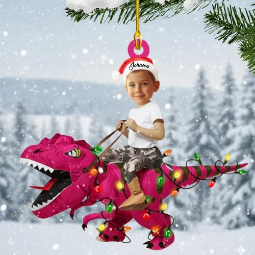 Vista 27 de Adorno personalizado de primera Navidad del bebé con carga de foto, decoración plana colgante de cara de recién nacido para árbol navideño, lindo
