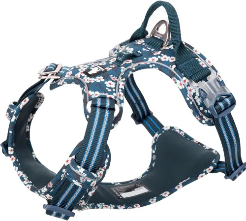 Vista 9 de Arnés reflectante sin tirones para perro, con asa y clip frontal, arnés acolchado de neopreno para cachorros, perros pequeños, medianos y grandes, 3