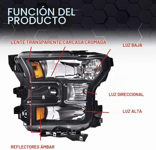 Vista 4 de Par de montaje de faros delanteros PIT66 para Ford F150 2015-2017