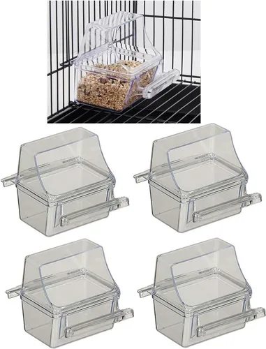 Vista 3 de Lote de 4 Jaula de pájaros Blanco Semilla de plástico Alimentador de agua Tazas (negro)